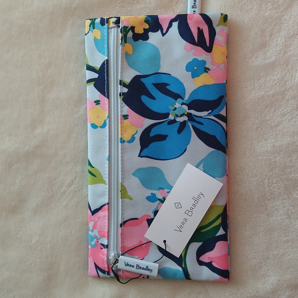 NEW Vera Bradley Marian Floral Lighten Up Pencil Pouch 2 Sided 2 Zippered Pocket